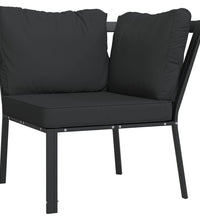 11-tlg. Garten-Lounge-Set mit Grauen Kissen Stahl