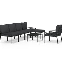 7-tlg. Garten-Lounge-Set mit Grauen Kissen Stahl
