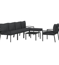 7-tlg. Garten-Lounge-Set mit Grauen Kissen Stahl