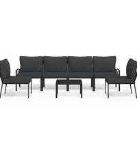 7-tlg. Garten-Lounge-Set mit Grauen Kissen Stahl