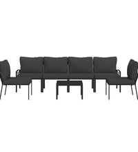 7-tlg. Garten-Lounge-Set mit Grauen Kissen Stahl