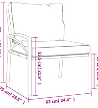 7-tlg. Garten-Lounge-Set mit Grauen Kissen Stahl