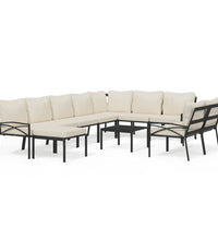 11-tlg. Garten-Lounge-Set mit Sandfarbigen Kissen Stahl