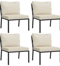 11-tlg. Garten-Lounge-Set mit Sandfarbigen Kissen Stahl