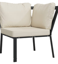 11-tlg. Garten-Lounge-Set mit Sandfarbigen Kissen Stahl