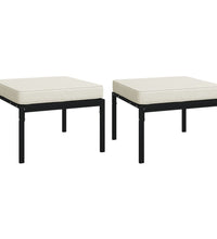 11-tlg. Garten-Lounge-Set mit Sandfarbigen Kissen Stahl