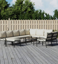 11-tlg. Garten-Lounge-Set mit Sandfarbigen Kissen Stahl