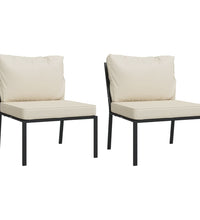 7-tlg. Garten-Lounge-Set mit Sandfarbigen Kissen Stahl