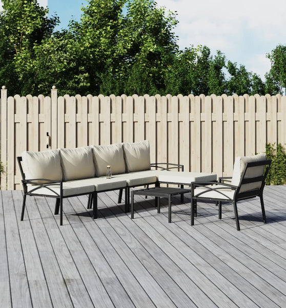 7-tlg. Garten-Lounge-Set mit Sandfarbigen Kissen Stahl
