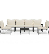 7-tlg. Garten-Lounge-Set mit Sandfarbigen Kissen Stahl