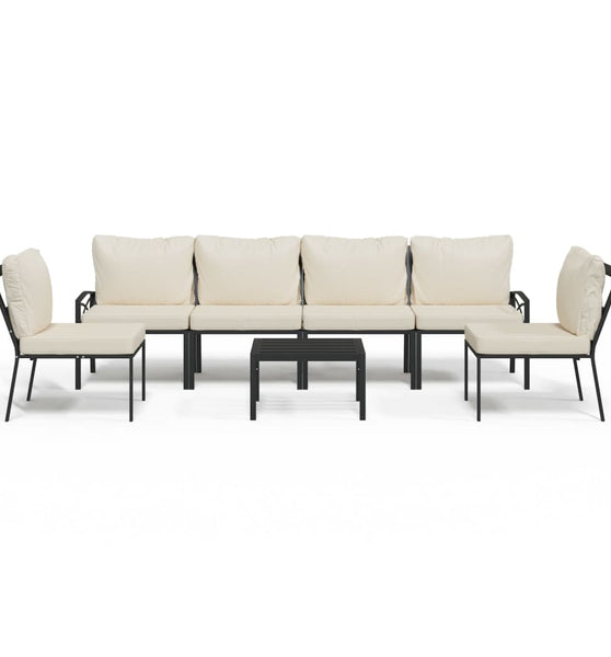 7-tlg. Garten-Lounge-Set mit Sandfarbigen Kissen Stahl