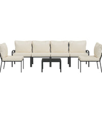 7-tlg. Garten-Lounge-Set mit Sandfarbigen Kissen Stahl