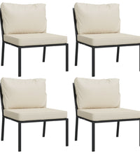 7-tlg. Garten-Lounge-Set mit Sandfarbigen Kissen Stahl