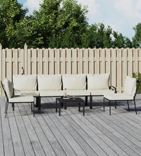 7-tlg. Garten-Lounge-Set mit Sandfarbigen Kissen Stahl