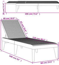 Sonnenliege Cappuccino-Braun 186x60x29 cm PP