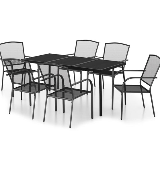 7-tlg. Garten-Essgruppe Anthrazit Stahl