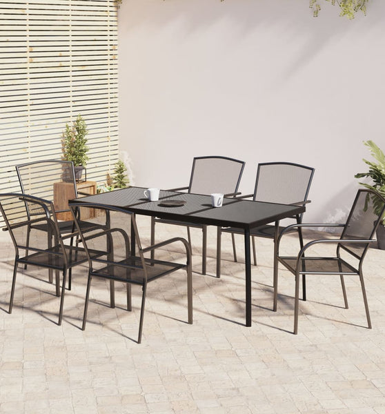 7-tlg. Garten-Essgruppe Anthrazit Stahl