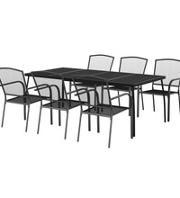 7-tlg. Garten-Essgruppe Anthrazit Stahl