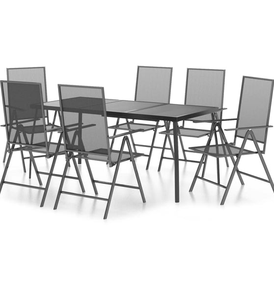 7-tlg. Garten-Essgruppe Anthrazit Stahl