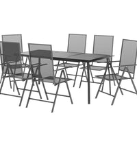 7-tlg. Garten-Essgruppe Anthrazit Stahl