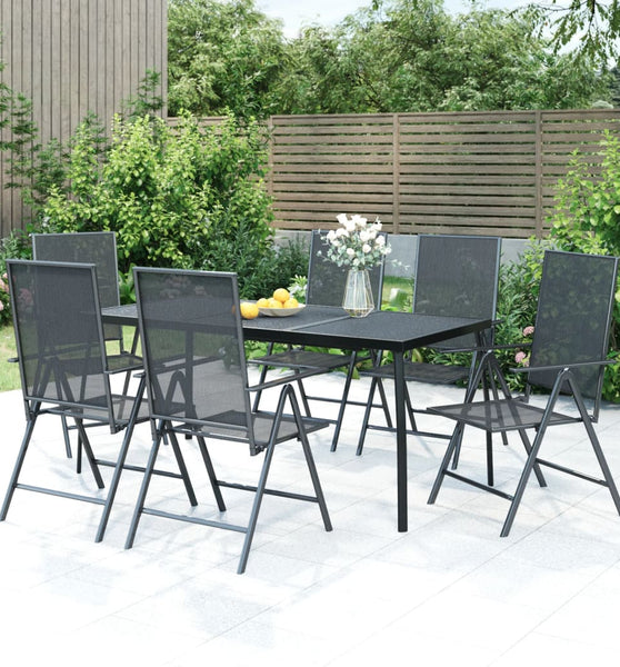 7-tlg. Garten-Essgruppe Anthrazit Stahl