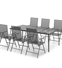 7-tlg. Garten-Essgruppe Anthrazit Stahl