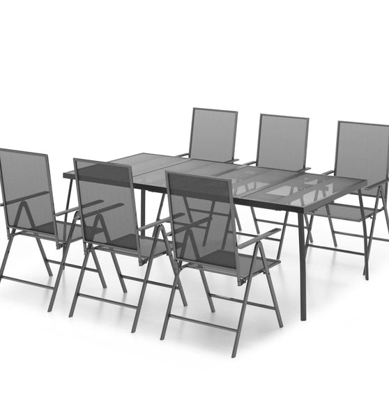 7-tlg. Garten-Essgruppe Anthrazit Stahl