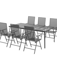 7-tlg. Garten-Essgruppe Anthrazit Stahl