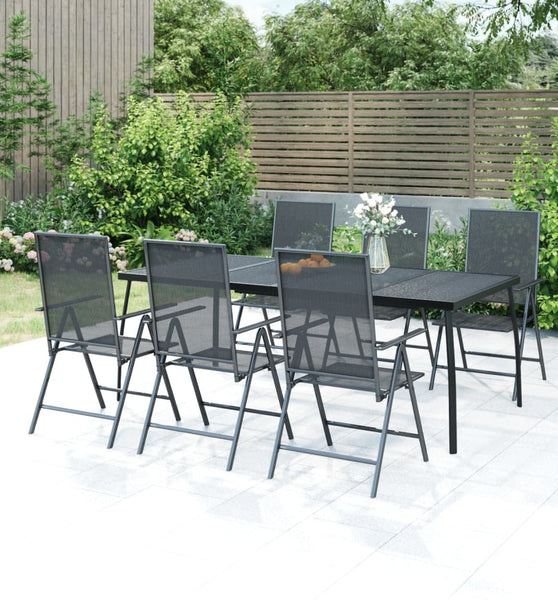 7-tlg. Garten-Essgruppe Anthrazit Stahl