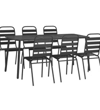 7-tlg. Garten-Essgruppe Anthrazit Stahl