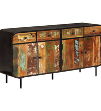 Sideboard 140x35x70 cm Altholz Massiv und Metall