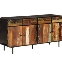 Sideboard 140x35x70 cm Altholz Massiv und Metall