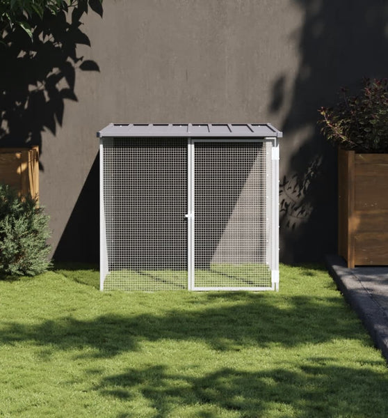 Hühnerkäfig mit Dach Hellgrau 103x98x90 cm Verzinkter Stahl