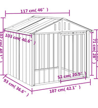 Hundehütte mit Dach Schwarz 117x103x102 cm Verzinkter Stahl