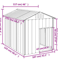 Hundehütte mit Dach Anthrazit 117x153x123cm Verzinkter Stahl