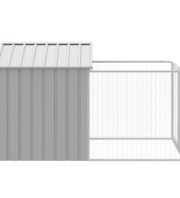 Hundehütte mit Auslauf Hellgrau 117x201x123 cm Verzinkter Stahl