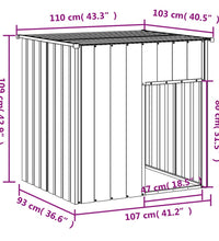 Hundehütte mit Dach Anthrazit 110x103x109 cm Verzinkter Stahl