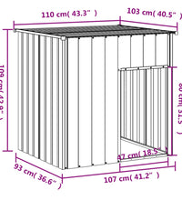 Hundehütte mit Dach Hellgrau 110x103x109 cm Verzinkter Stahl