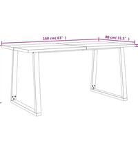 Esstisch Baumkante 160x80x75 cm Massivholz Akazie