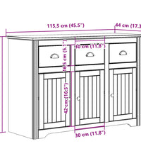 Sideboard BODO Weiß und Braun 115,5x44x80 cm Massivholz Kiefer