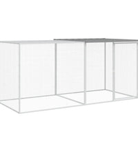 Hühnerkäfig mit Dach Hellgrau 203x98x90 cm Verzinkter Stahl