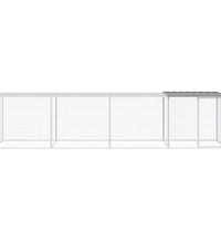 Hühnerkäfig mit Dach Hellgrau 403x98x90 cm Verzinkter Stahl