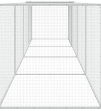 Hühnerkäfig mit Dach Hellgrau 403x98x90 cm Verzinkter Stahl