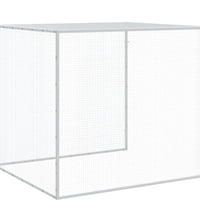 Hühnerkäfig mit Dach Hellgrau 403x98x90 cm Verzinkter Stahl
