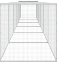 Hühnerkäfig mit Dach Hellgrau 603x98x90 cm Verzinkter Stahl