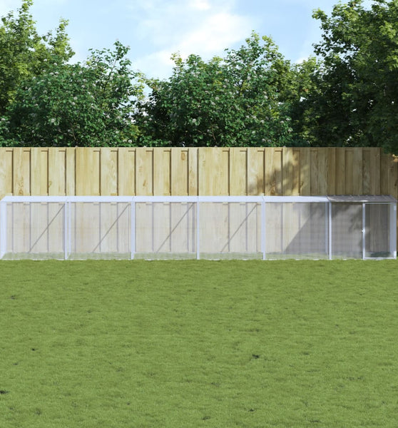Hühnerkäfig mit Dach Hellgrau 603x98x90 cm Verzinkter Stahl