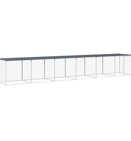 Hühnerkäfig mit Dach Anthrazit 603x98x90 cm Verzinkter Stahl