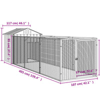 Hundehütte mit Dach Anthrazit 117x405x123 cm Verzinkter Stahl