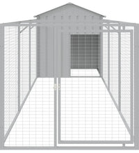 Hundehütte mit Dach Hellgrau 117x405x123 cm Verzinkter Stahl