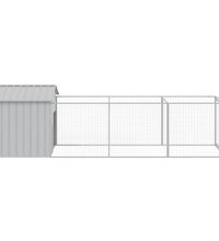 Hundehütte mit Dach Hellgrau 117x405x123 cm Verzinkter Stahl